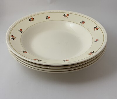 4 Laughlin Georgian Eggshell No 5 Tulip Oval Soup Bowls Made in USA M43 C43 M44