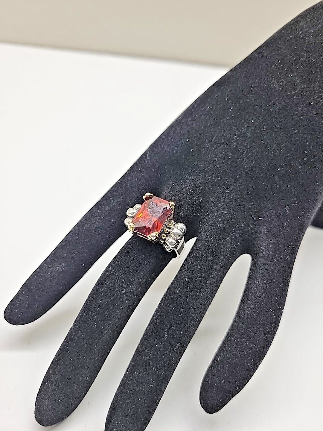 Ladies 925 sterling large ruby /garnet gemstone R… - image 2