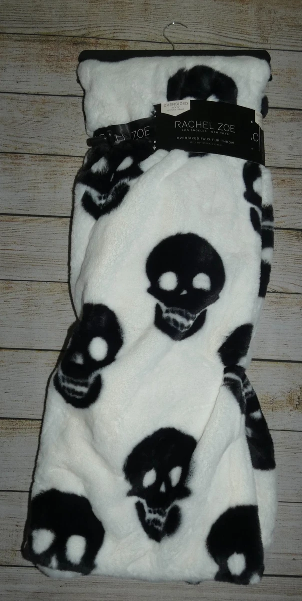 Rachel Zoe halloween faux fur skull throw blanket Bedding