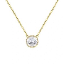 Rachel Zoe Necklace 14K Gold/Sterling Silver Bezel CZ Solitaire Dainty 925 NWT