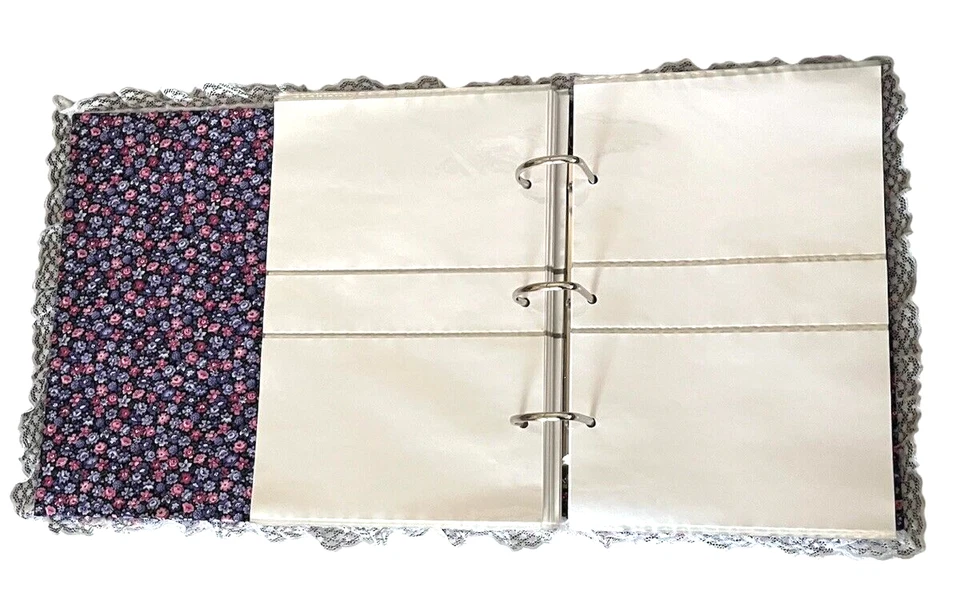 Álbum de fotos vintage hecho a mano y 100 hojas de fotos tela acolchada punto de cruz encaje Foto 4 de 4