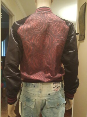 Men TALLIA detailed silky satin rose print bomber jacket SIZE M NWT