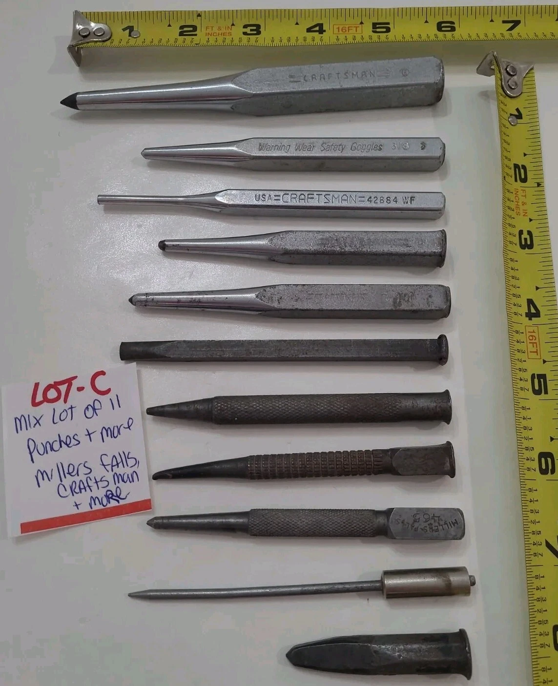 Machinist Punches Center Pin Cold Punch Millers Falls Craftsman Vtg. Mix Lot C