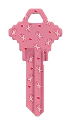 Hillman 87517 Pink Breast Cancer Awareness Brass Universal Blank Key SC1 68