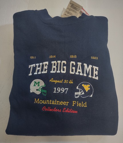 *NWT* Vintage West Virginia Marshal Sweatshirt 1997 Large Blue NCAA Football