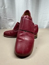 Vtg Vabene Wms Red Leather Shoes Sz 40/US 9.5 Vero Cuoio Wood Sole Square Toe