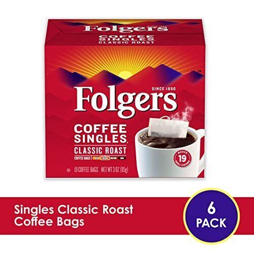 Folgers Coffee Singles Classic Medium Roast Coffee Bags 19 Count (Pack