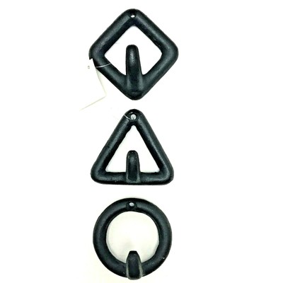 Rustic Wrought Iron Coat Hat Wall Hooks Geometric Set Of 3 Circle Square Trangle Ebay
