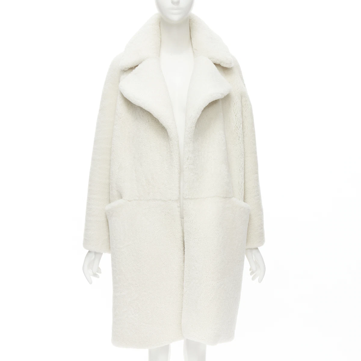 MARTIN GRANT 100% lambskin shearling white oversized Teddy winter coat FR36  S | eBay