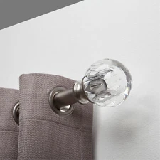 Faceted Acrylic 1 1/4" Adjustable Curtain Rod - Nickel