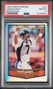 1999 TOPPS CHROME REFRACTOR #127 JOHN ELWAY PSA 8