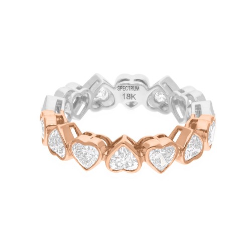 3.39 Ct Lab Grown CVD Heart Diamond Eternity Ring Love Gift 14k White/Rose Gold - Picture 4 of 9