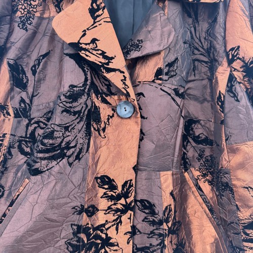 Susan Graver Style Blazer Women 1X Brown 3/4 Sleeve Velour Floral Shiny Evening - Picture 5 of 11