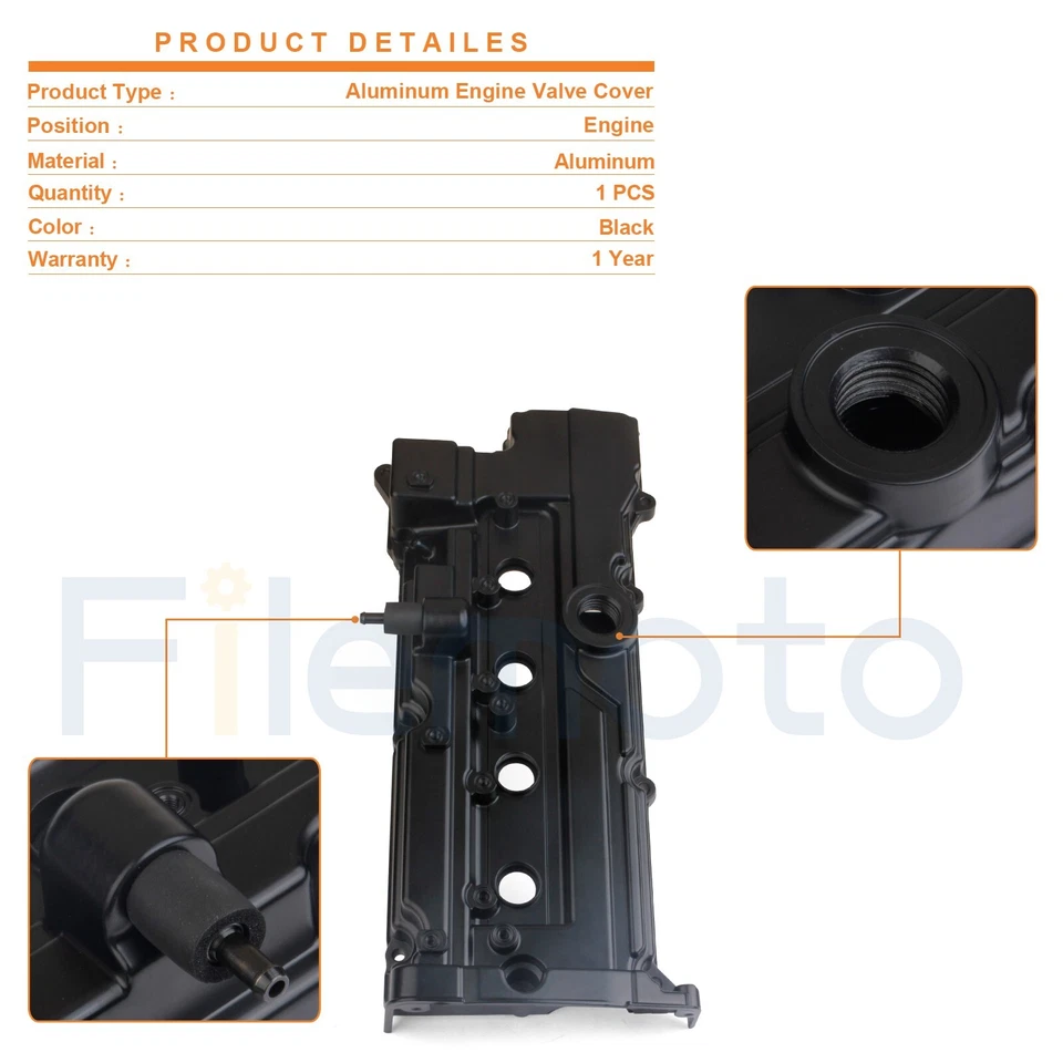 Tampa de válvula de motor de alumínio para 06-11 Hyundai Accent Kia Rio Rio Rio5 1.6L - Imagem 2 de 4