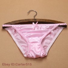 2 Pair Women 100 Silk Panties String Bikinis Bow Cute Underwear Knickers Bottoms