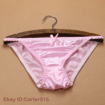 2 Pair Women 100 Silk Panties String Bikinis Bow Cute Underwear Knickers Bottoms