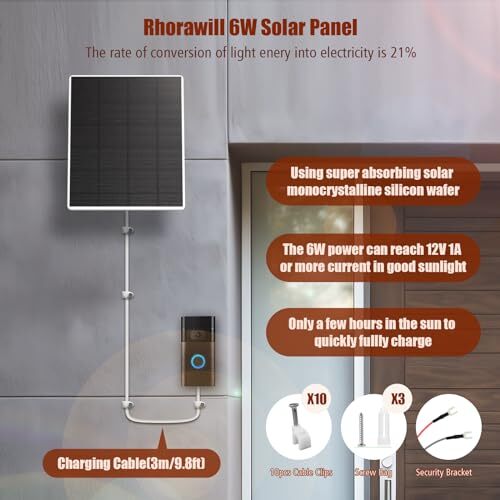 Solar Panel for Ring Doorbell,Solar Charger for Ring Video Doorbell
