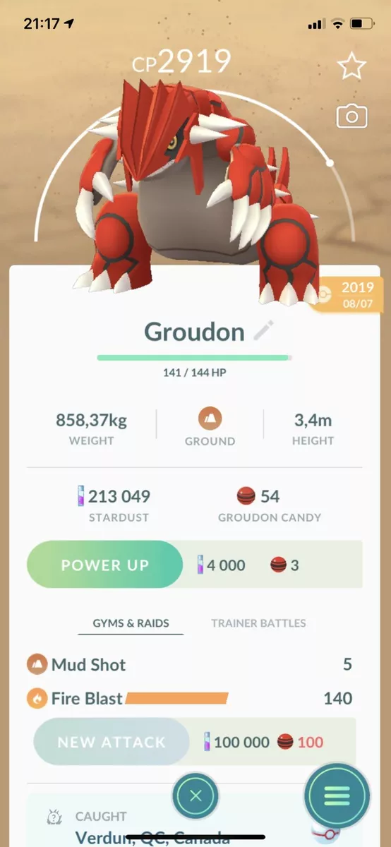 Groudon Pokemon Trade Go Lv25 Pokémon Not Shiny Gen 3 Hoenn Read Description