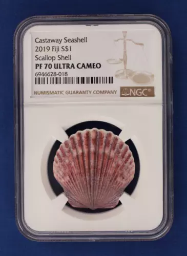 2019 Fiji 10g Silver Proof $1 coin "Scallop Shell" NGC Graded PF70