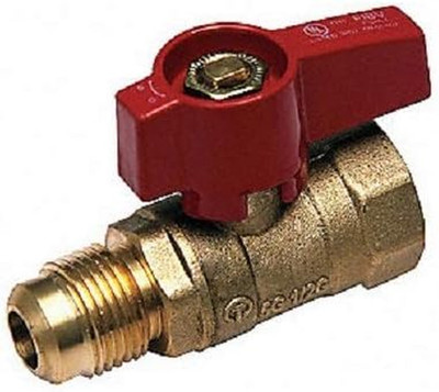 3/4'' FIP x 5/8'' Flare Gas Shut Off Valve Brass 1/4 Turn Red Lever Natural LP