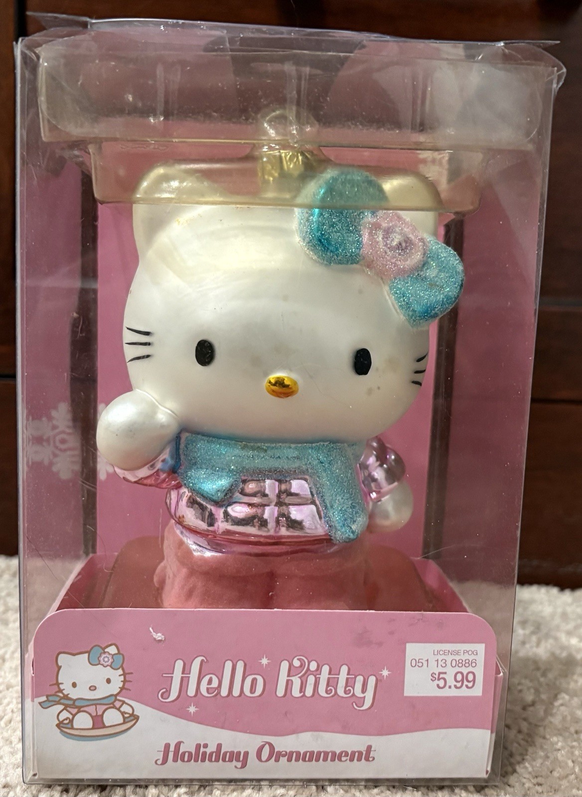 Hello Kitty Pink Boots Holiday Ornament 2008 Kurt Adler Hand Blown Glass Rare