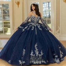 Glitter Strapless Quinceanera Dresses for Girls Lace Appliques Ball Gown Corset
