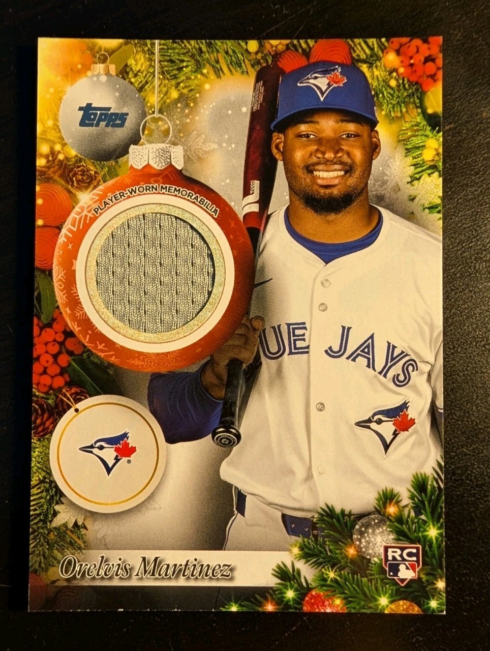 2025 Topps Holiday Baseball ORELVIS MARTINEZ (RC) Player Relic PR-OM PLAYER WORN