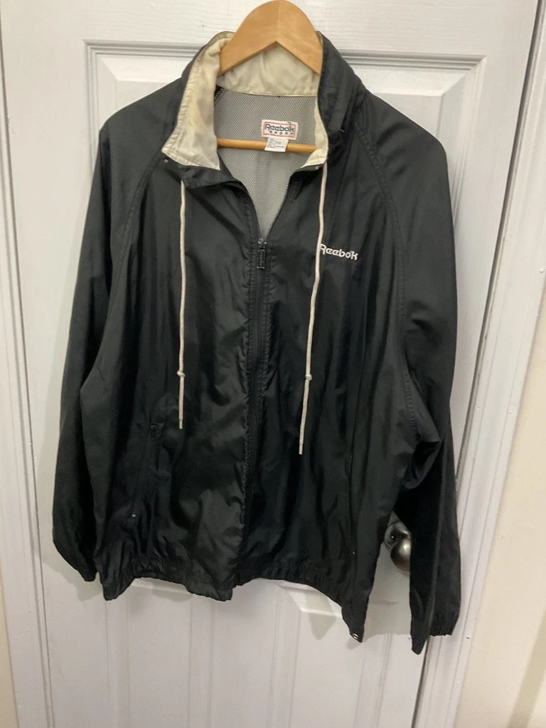 Reebok Sport Black Nylon Windbreaker Jacket