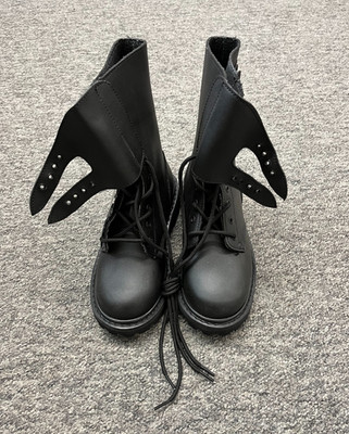 Schwarze französische Waldläuferstiefel - Größe 5 - Leder - Kampf Militärstiefel - Neu