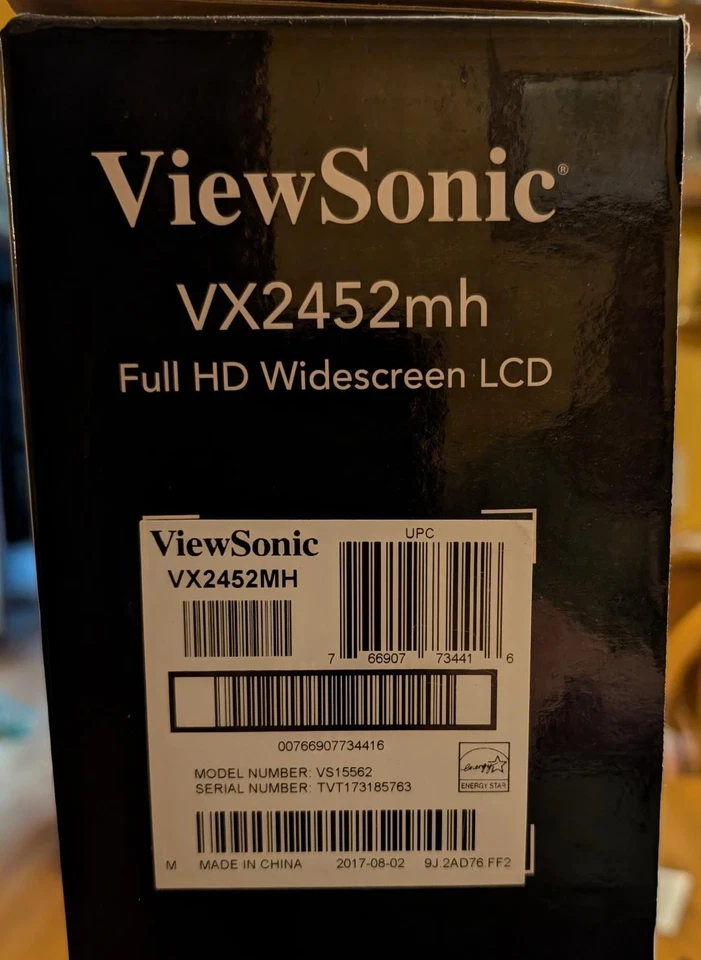 NEW ViewSonic VX2452MH 24 Inch Full HD Widescreen LCD, Box never opened. - Image 3 of 4