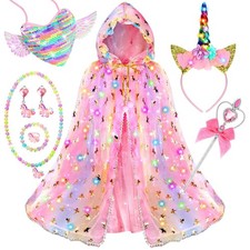 Princess Dress up for Girls,Unicorn Light up Princess Cape Set,Light up Princ...