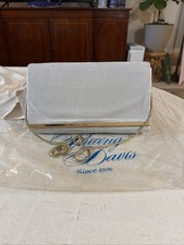 Vintage WHITING DAVIS White Metal Mesh Purse gold strap Original Box