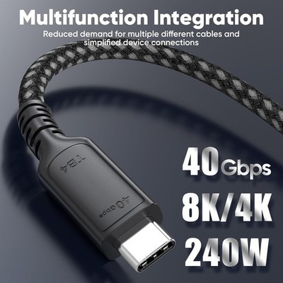 USB 4 Cable 6ft For Thunderbolt 4 USB4 40Gbps High Speed Data Transfer 1Pack 6Ft