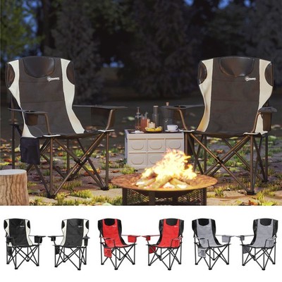 2er Set klappbare Campingstühle, gepolsterte Campingstühle mit Getränkehalter