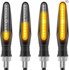 4PCS Motorcycle Indicators Flowing Turn Signal Lights Motorb Size: Bar version