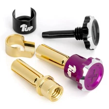 1Up Racing 190453 - Lockdown Adjustable Bullet Plugs, 5mm (2), Purple/Black