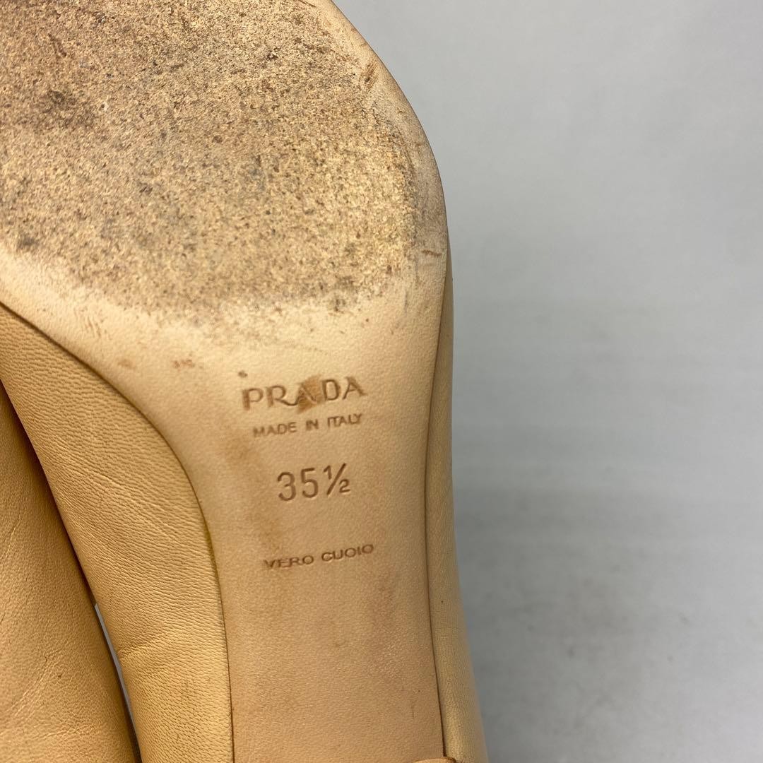 PRADA Women's Pumps Size:35.5/JP:22.5 Leather Beige From Japan 135163K Authentic thumbnail 8