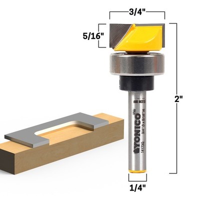 3/4'' Diameter Flush Trim Template Router Bit - 1/4'' Shank - Yonico 14170q