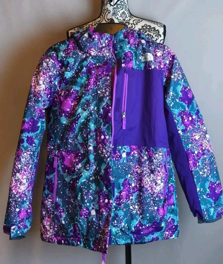 The North Face Girls Freedom Insulated Jacket Print Purple Teal Galaxy Size L 14