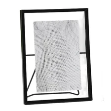 Metal Floating Glass Frame with Easel for Art and Photo Display Home Decor