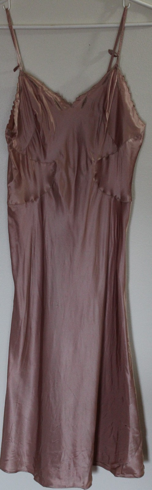 Vtg 50s Pink Rose Slip Dress Lingerie Satin/Silk?
