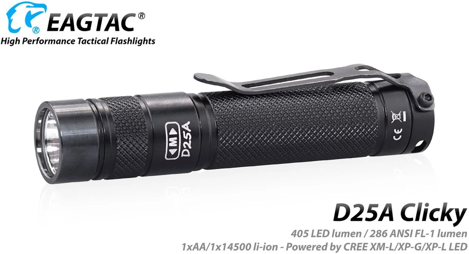 EAGTAC D25A RC MKII Flashlight, XML2 CW U4 LED, 405lm: D25A-CLICKY-MKII-XM-L2-CW - Image 2 of 4
