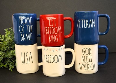 NEW RAE DUNN USA, VETERAN, FREEDOM, AMERICA, MULTIPLE COFFEE MUGS - CHOOSE ONE