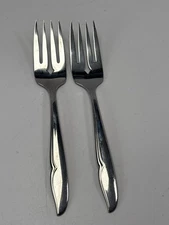 Set 2 Oneidacraft Deluxe Oneida Profile Salad Forks Stainless Flatware Glossy 6"