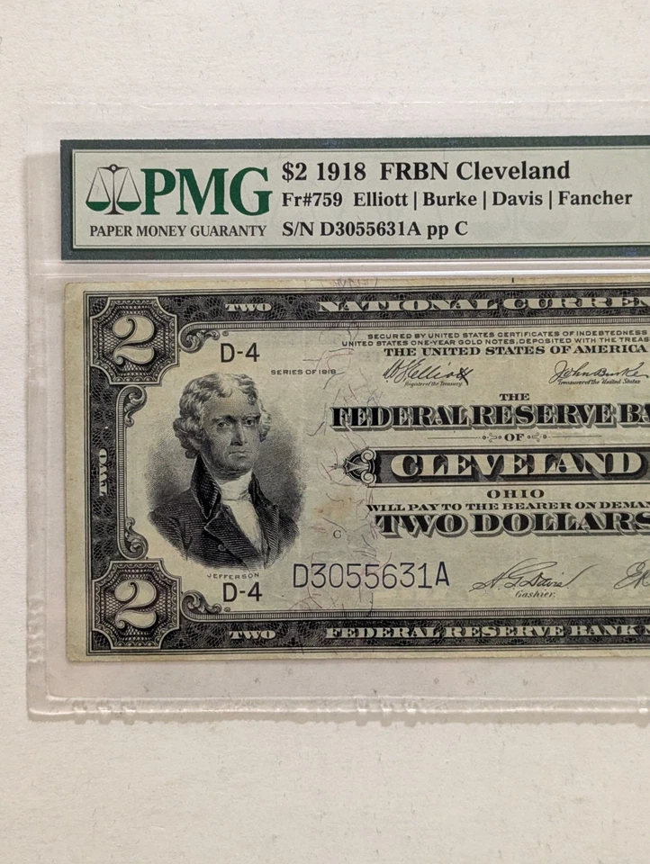 1918 $2 PMG 30 🔥Battleship Note🔥 Cleveland ~FR 759 ~ Federal Reserve Bank Note - Image 3 of 4