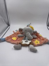 Triangular Elephant Security Blanket Blanket Lovey With Teething Ring And Rattle