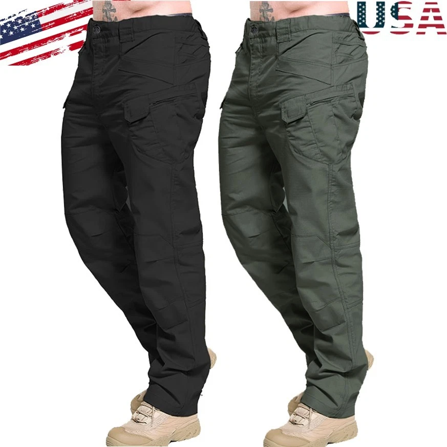 Mens Cargo Pants Work Combat Pants Outdoor Hiking Waterproof Tactical Trousers