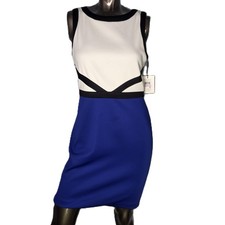 Calvin Klein Colorblock Sheath Dress Women's Blue White Black Sleeveless - 6 NWT