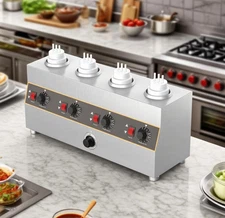 4 Pot Electric Sauce Warmer Temperature Control Food Cheese Sauce Heat Machine
