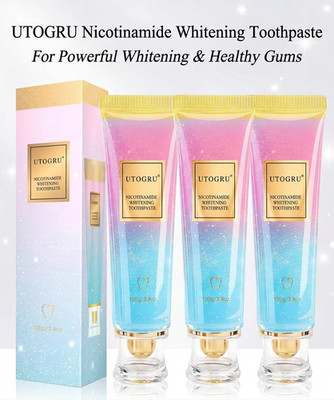 3PK UTOGRU Niacinamide Whitening Toothpaste for Radiant White Teeth Care